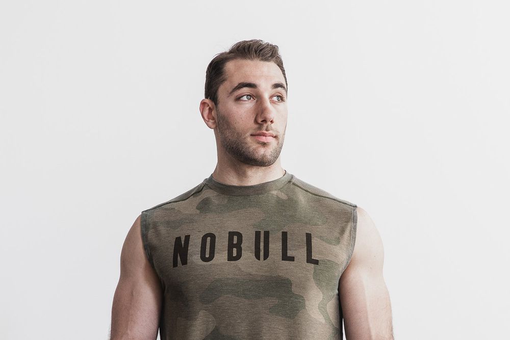 T-Shirts NOBULL Homme Vert Camouflage - NOBULL Sin Mangas,France (6298-DHKRX)